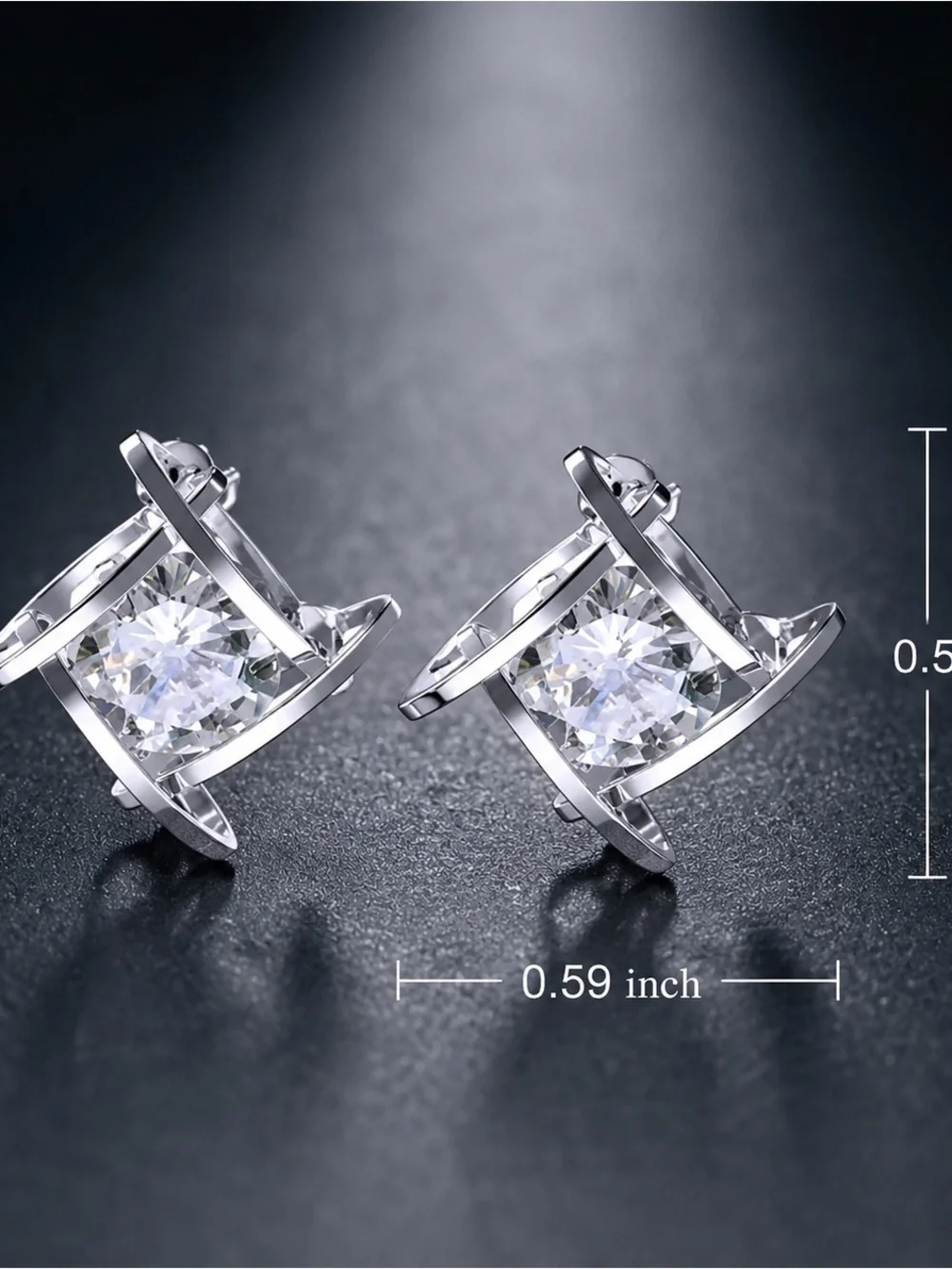 Italian Luxury Boutique Diamond Simulant Crystal Stud Earrings NWOT